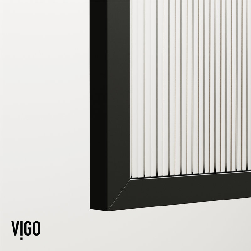 Écran de baignoire fixe avec verre 3/8 po M 34 po x H 62 po Mosaic, Cannelé noir mat