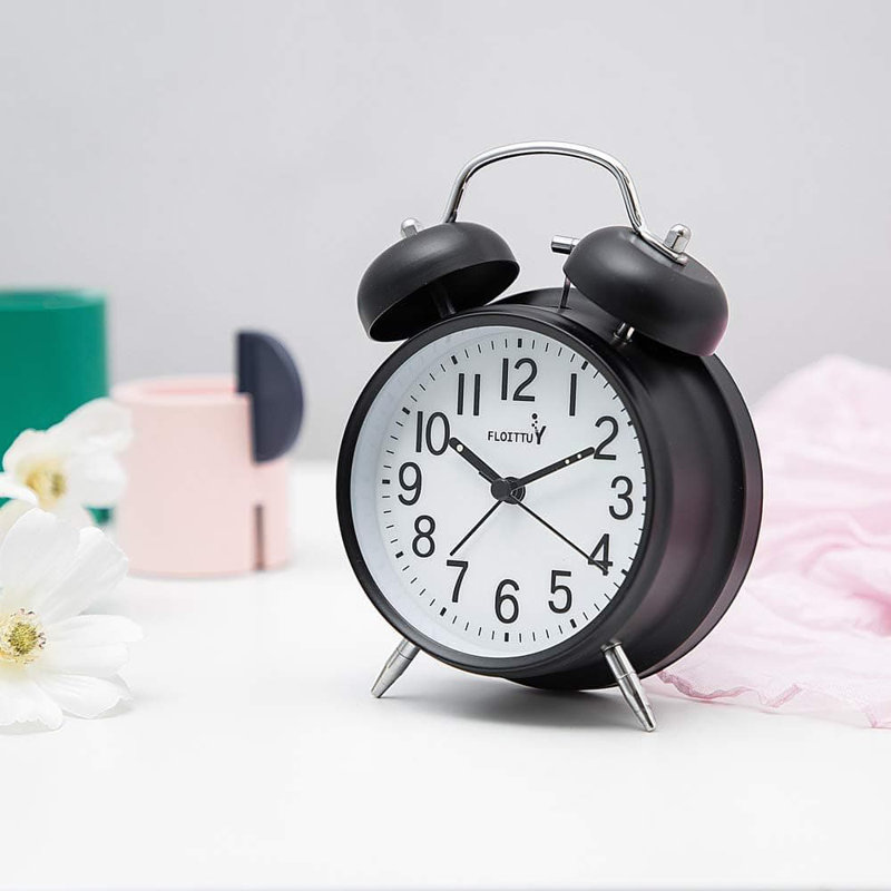 Metal Electric Alarm Tabletop Clock, Black