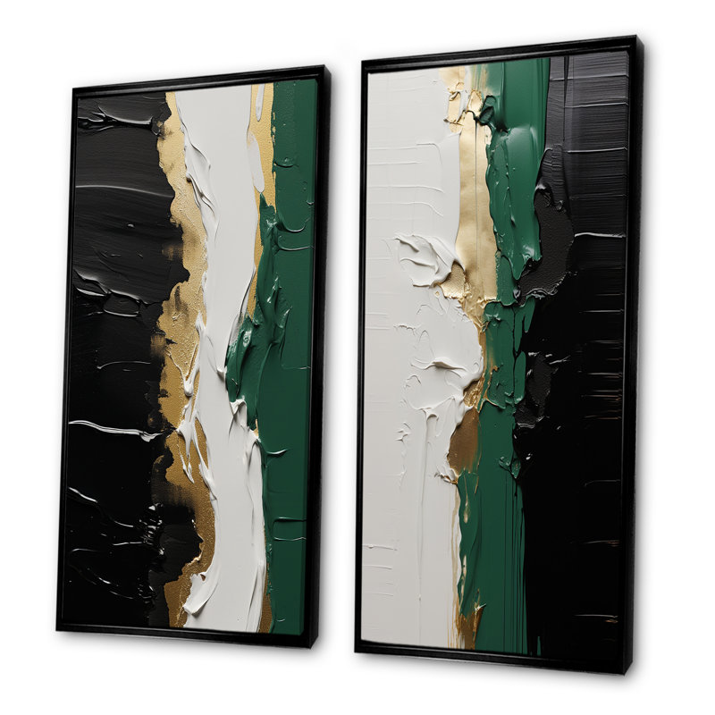 Ensemble de salon Guildford - peinture abstraite murale, Cadre flottant noir, H 28 po x l 25 po