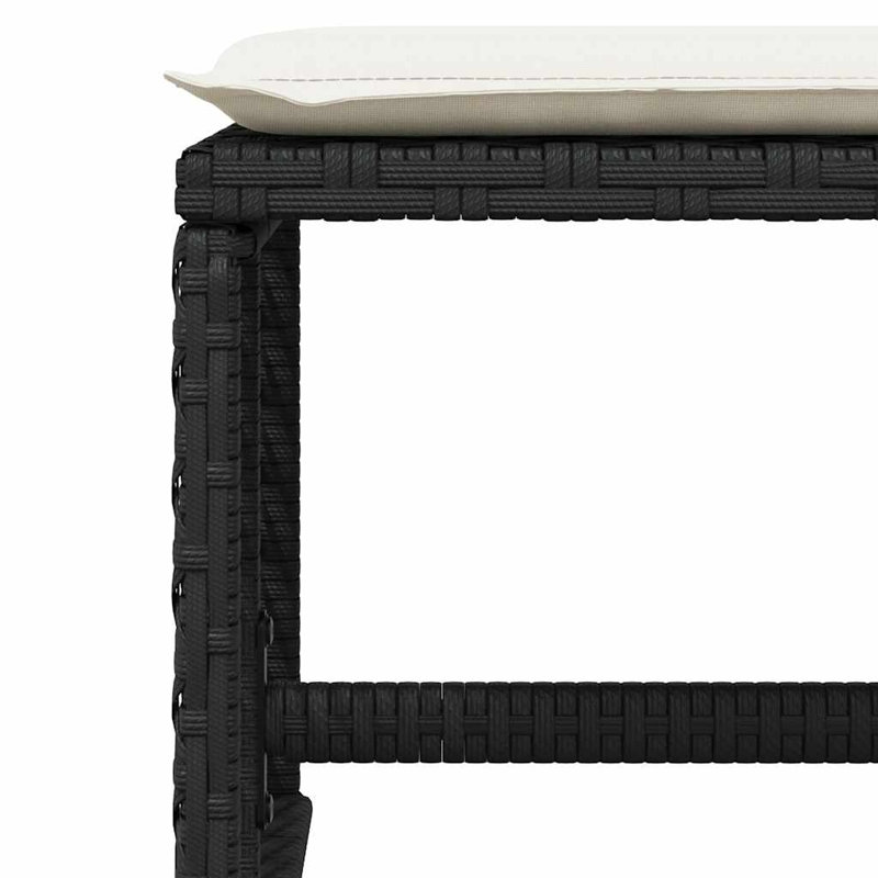Patio Dining Set Table,, 9 Pieces: Table, 4 Stools, 4 Chairs, 73cm H x 110cm W x 106cm D, Cream White Cushion/Black Frame