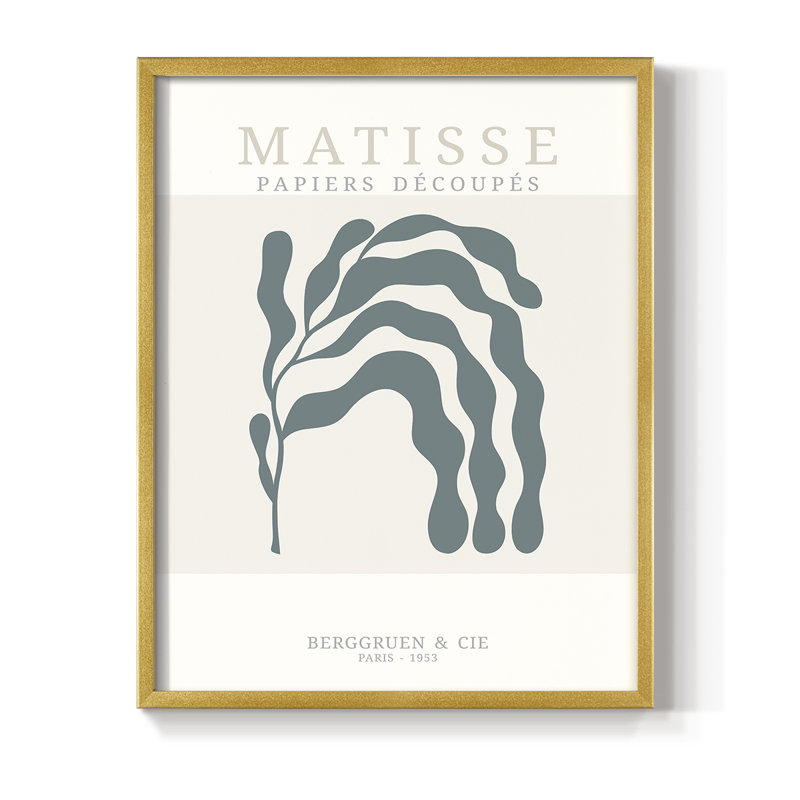Matisse CD XXV, reproduction encadrée - bois massif, Cadre doré simple, H 20 po x l 16 po