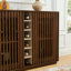 Armoire à boissons évidée cannelée de style Mid-Century, armoire avec porte-verres à vin et support à vin-748231260