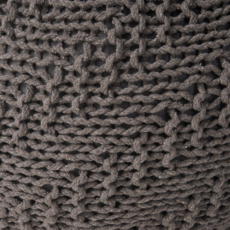  Repose-pieds rond en coton tricoté Hazel 20 x 20, gris foncé