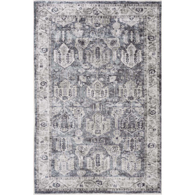Valdes Machine Washable Oriental Gray Area Rug