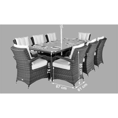 Harpenden 8 - Person Rectangular Patio Dining Set with Cushions included