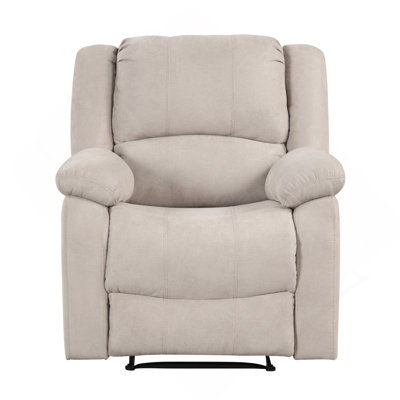 Modern Reclining Chair Textured Fabric Upholstery Pillowtop Arms Solid Wood Frame 1Pc Living Room Furniture