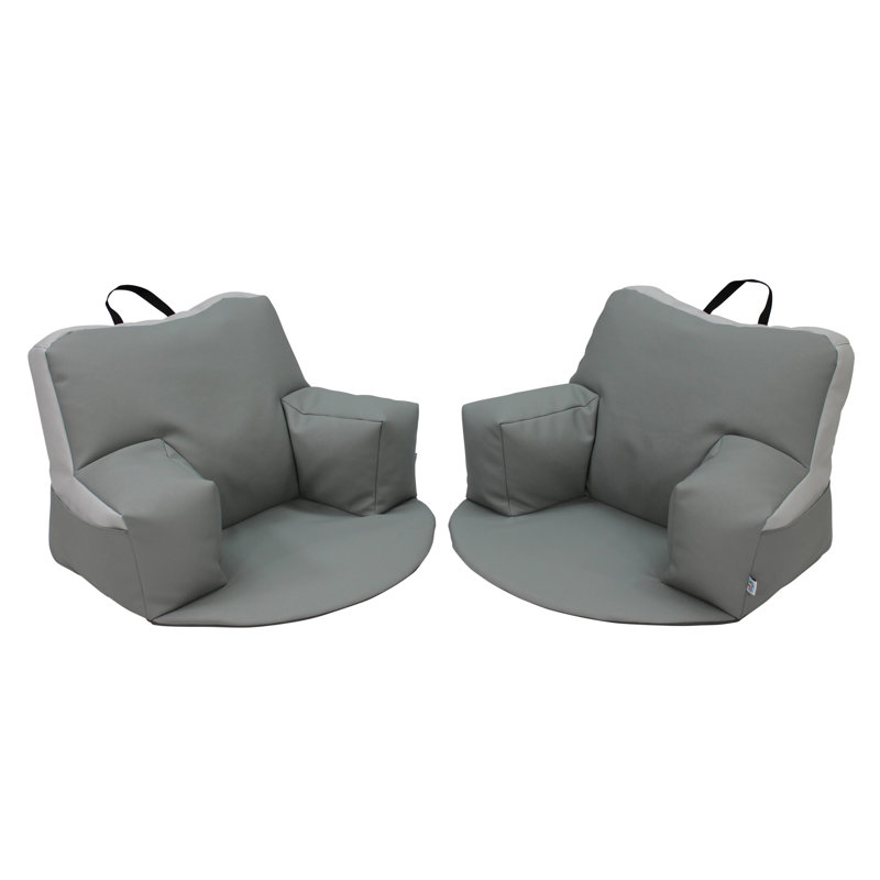 Faux Leather Bean Bag Set, Gray Faux Leather