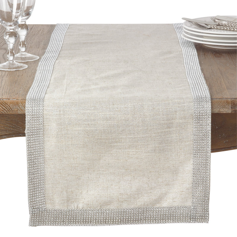 Théo Modern Block Stripe Table Runner, 72" Runner, Silver