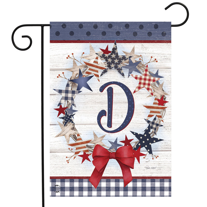 Drapeau de jardin American Wreath Monogram D