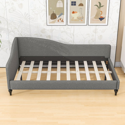 Aghilas Linen Upholstered Daybed with Wood Legs and Slats
