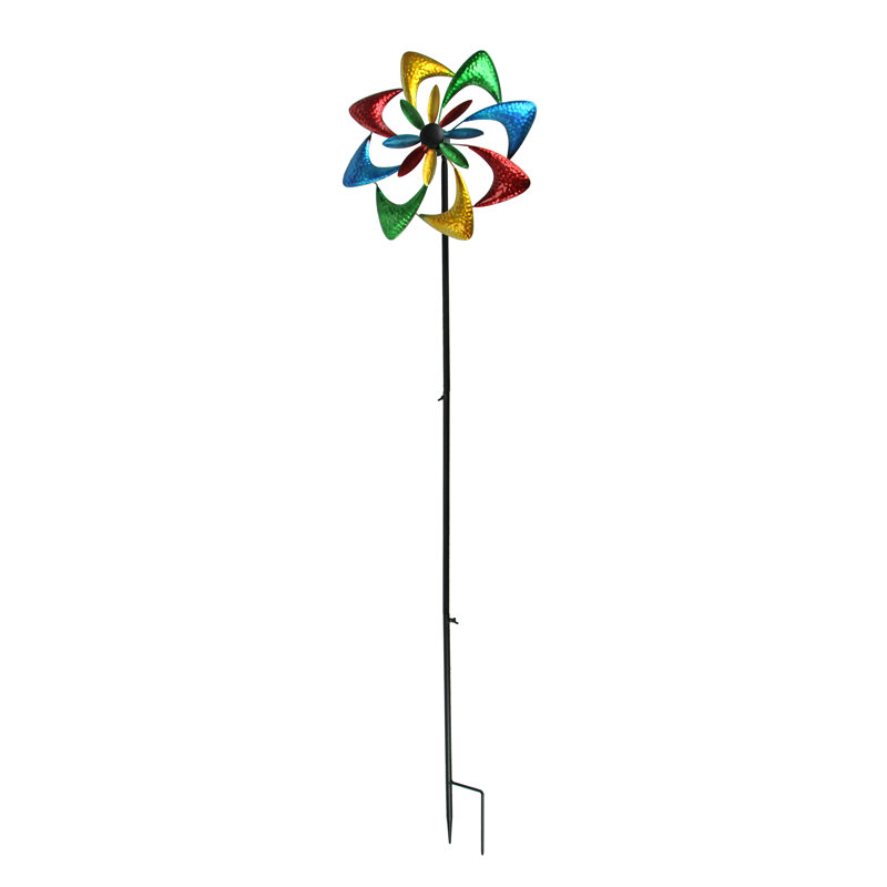 63-Inch Multicolor Metal Wind Spinner Garden Art