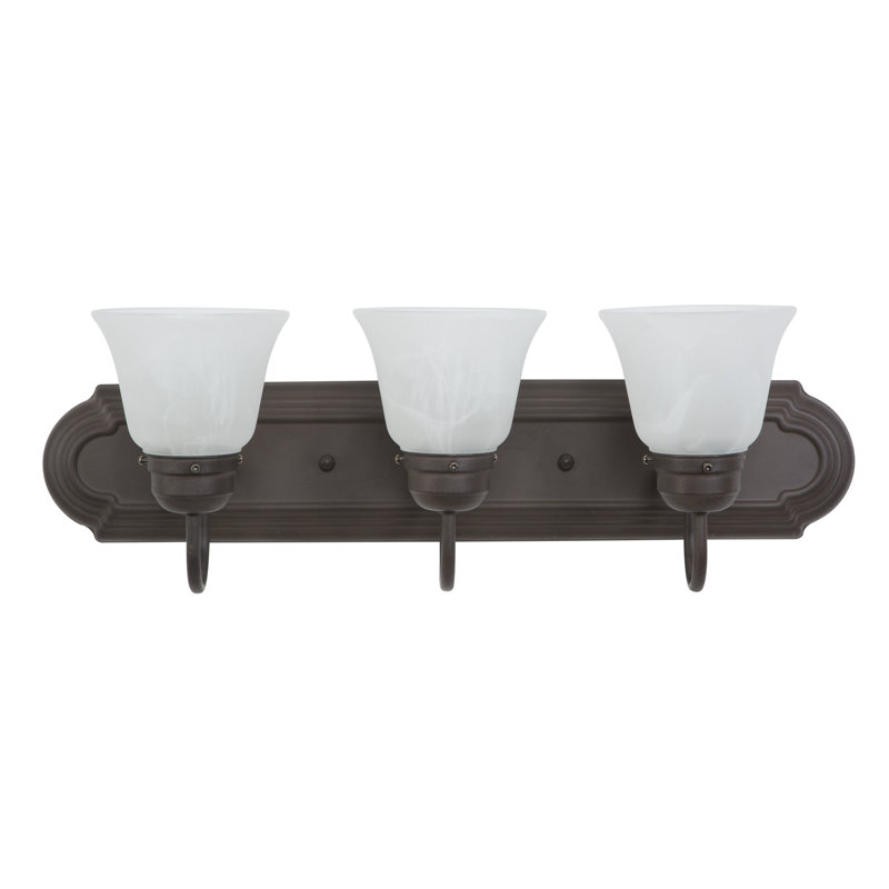 Hague 3 - Light Vanity Light, Dark Brown with Alabaster Shade