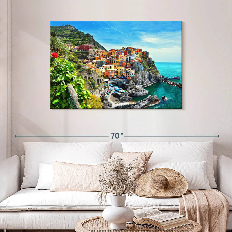 Ravi, ville de Manarola en Italie, H 30 po x l 45 po