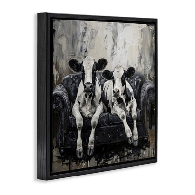 «Lounging Cows on Couch», art mural sur toile flottante, design par LSR Creative Studio