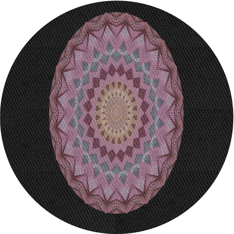 Tapis noir/rose à tisser électrique, Rond 8 pi