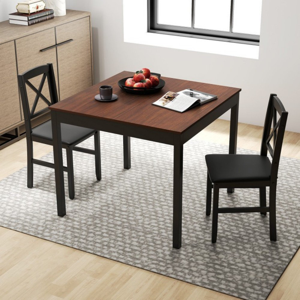 Gracie Oaks 3-Piece Dining Table Set Wooden Square Kitchen Table for 2 ...