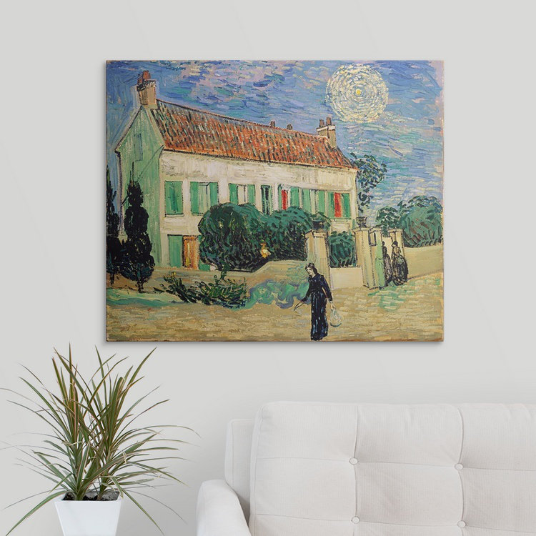 «White House at Night, 1890» par Vincent Van Gogh, reproduction d'art, H 24 po x l 30 po x P 1,25 po, Toile