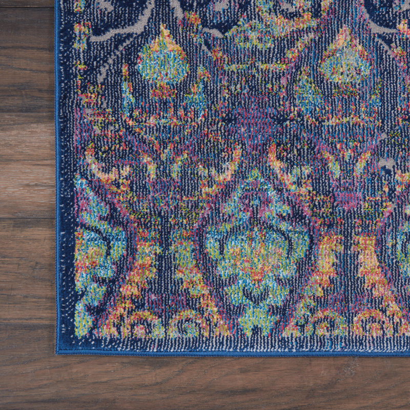 Tapis bleu marine traditionnel Raymond, Rectangle 2 pi x 4 pi