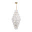 Hyler - lustre 15 lumières - finition laiton brossé - abat-jour en verre de style Murano blanc vaporeux