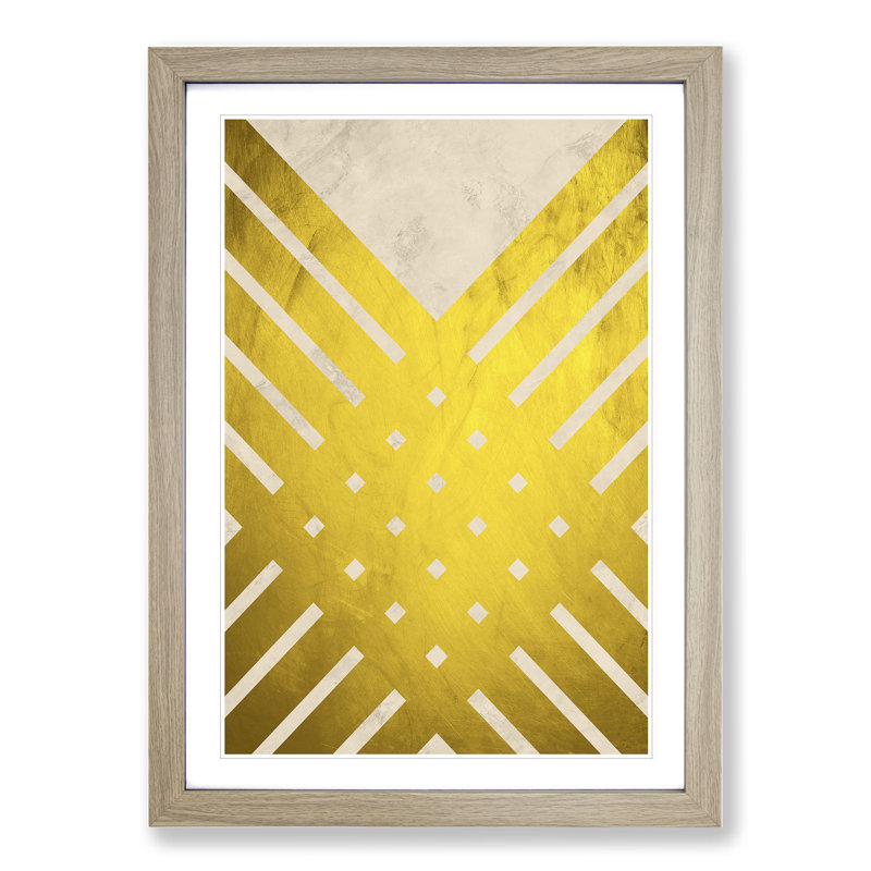 Golden Lattice - Picture Frame Graphic Art, Oak Framed, 90cm H x 65cm W x 2cm D