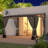 Modern Outdoor Gazebo with Slant Roof, Polycarbonate Canopy, Black Metal Frame and Privacy Curtains-108211702