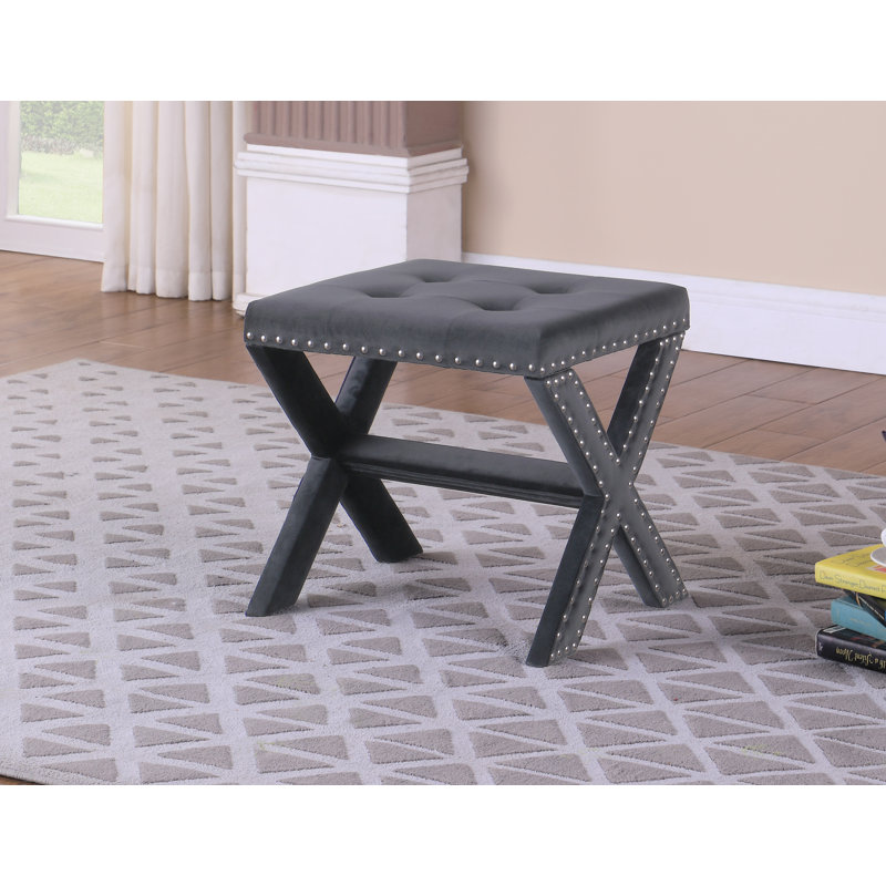 Ador Velvet Upholstered Bench, Dark Gray