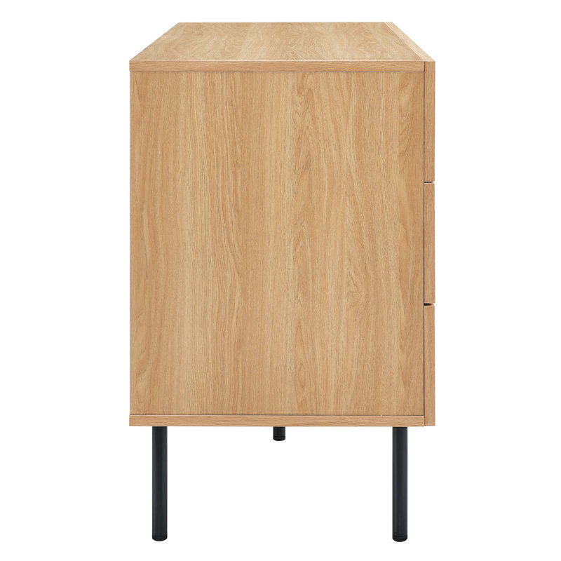 Commode compacte 6 tiroirs Modway, Chêne / Noir