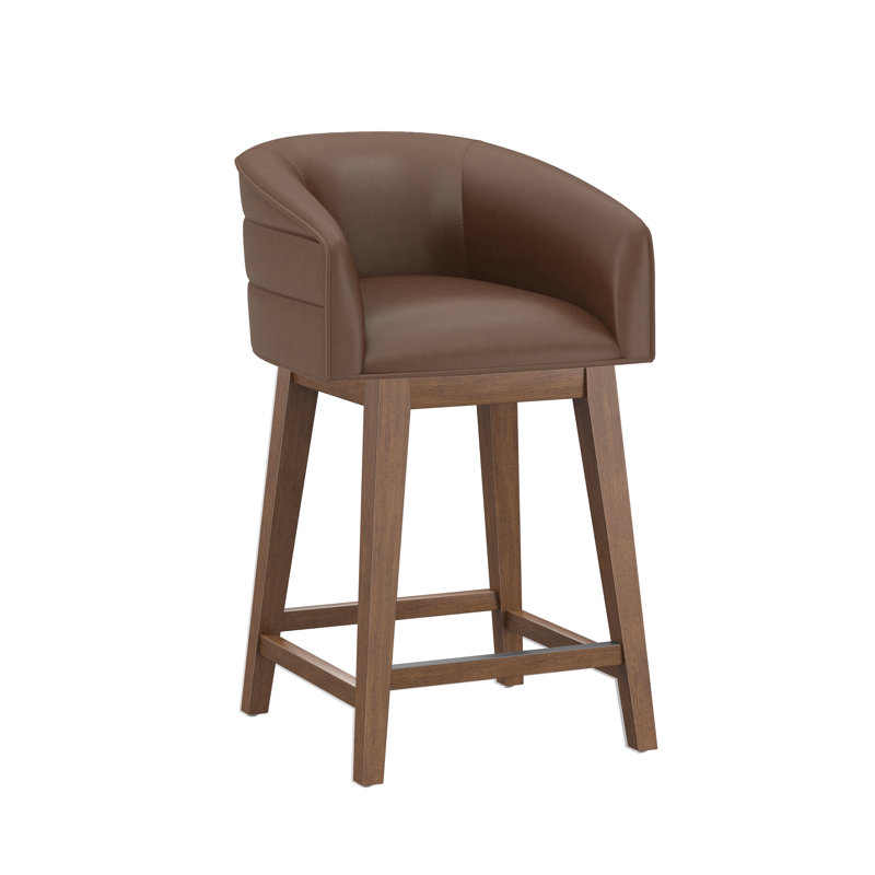 Tabouret pivotant en bois Cleland, Brown, Brown