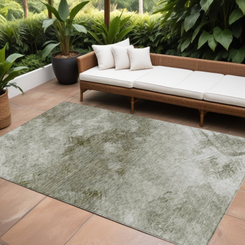 Tapis extérieur lavable abstrait beige et brun 8 'x 10' taupe