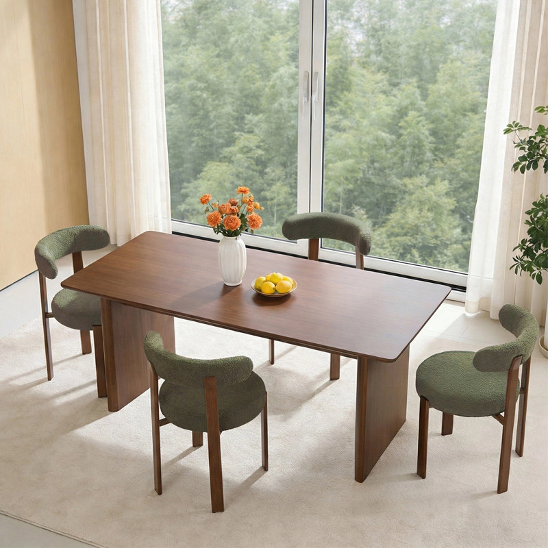 Absecon Boucle Upholstered Dining Side Chair With Metal Legs (set Of 4), 4, Green