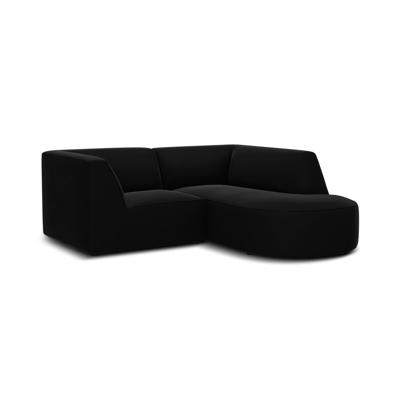 Adoraim 3 Seater Velvet Corner Sofa , Right Hand Facing, Black
