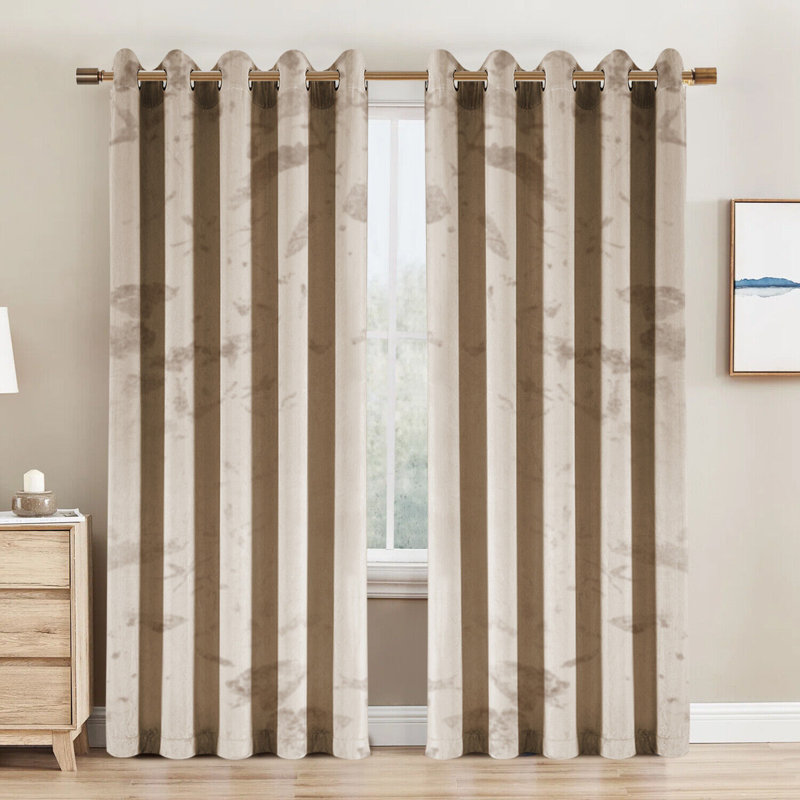 Crushed Velvet Eyelet Window Curtains, 168cm Width x 183cm Drop, Beige