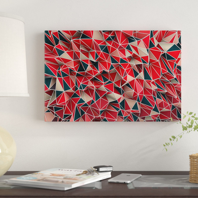 «Kaos Red», impression sur toile, H 12 po x l 18 po x P 1,5 po, Pas de tapis, Toile tendue