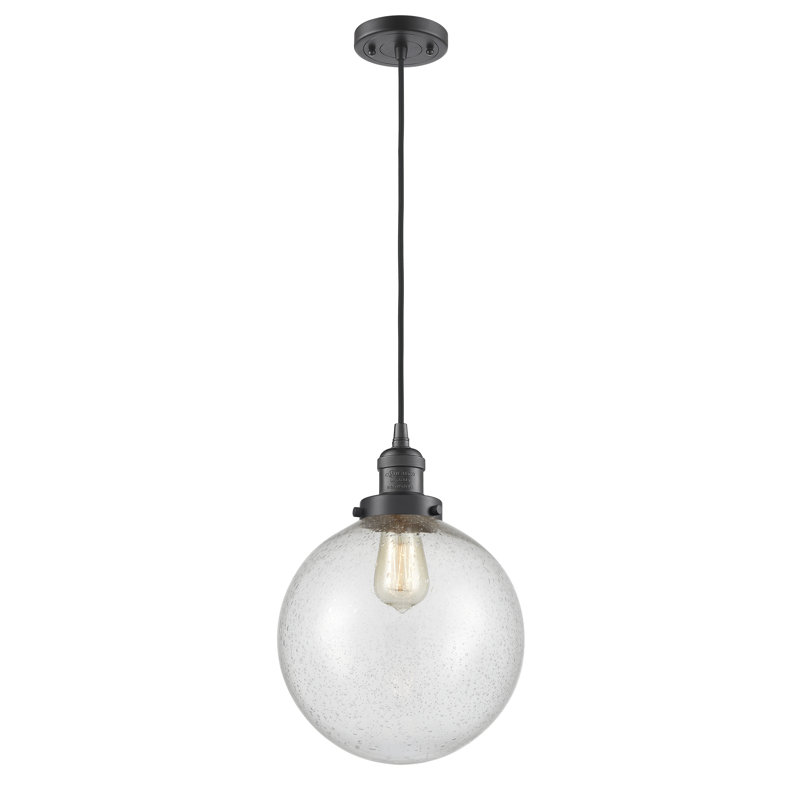Luminaire suspendu sphère simple à 1 lumière Clermont, Grainé, Bronze huilé, Ampoule DEL 6 watts Vinage