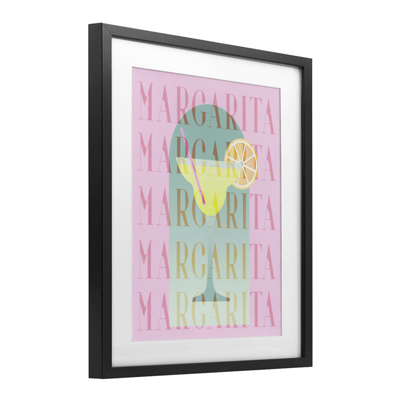 «Retro Pastel Margarita», reproduction encadrée sous verre, par Lil 'Rue, Cadre noir minuit, H 16 po x l 13 po