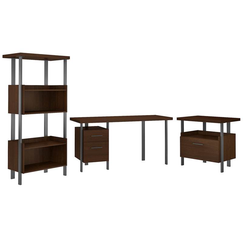 Bureau d'écriture avec classeur latéral et bibliothèque à 4 tablettes Jamesdaniel