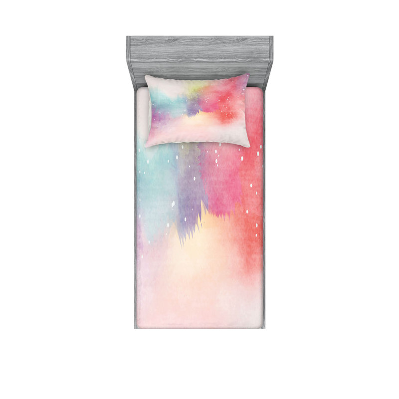 Multicolore ensemble de draps et taies décoratives Ambesonne, Ensemble de draps pour lit simple + 1 drap-housse 