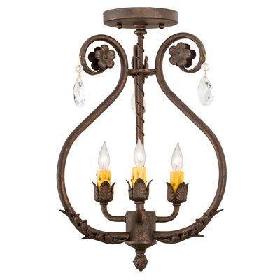Lustre géométrique à 3 lumières de style bougie Abry