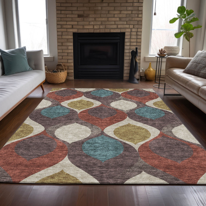 Tapis d'entrée / extérieur antidérapant Caziyah, Rectangle 9 pi x 12 pi