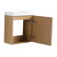 Meuble-lavabo mural de 47 cm (18,5 po) avec lavabo en résine, porte simple à fermeture amortie, bois naturel, compact et robuste grâce à son armoire en bois d'ingénierie.