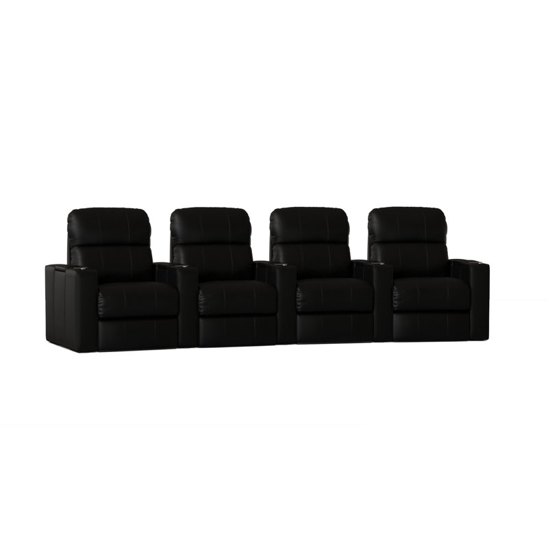 Siège de cinéma de 147 po de large avec porte-gobelet, Électrique, Noir luxe