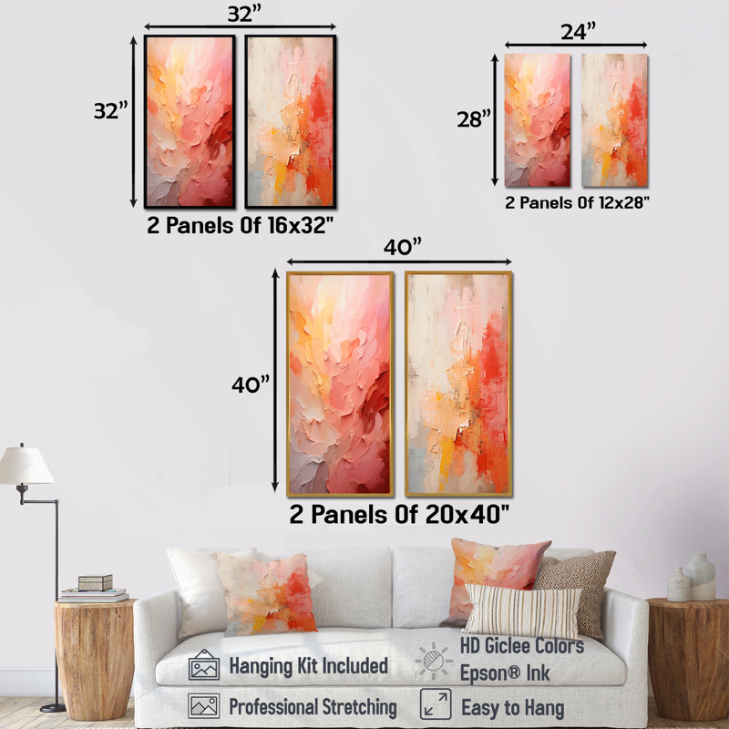 Gradient Grace Artistry - ensemble de 2 reproductions d'art sur toile abstraites, Cadre flottant noir, H 28 po x l 25 po