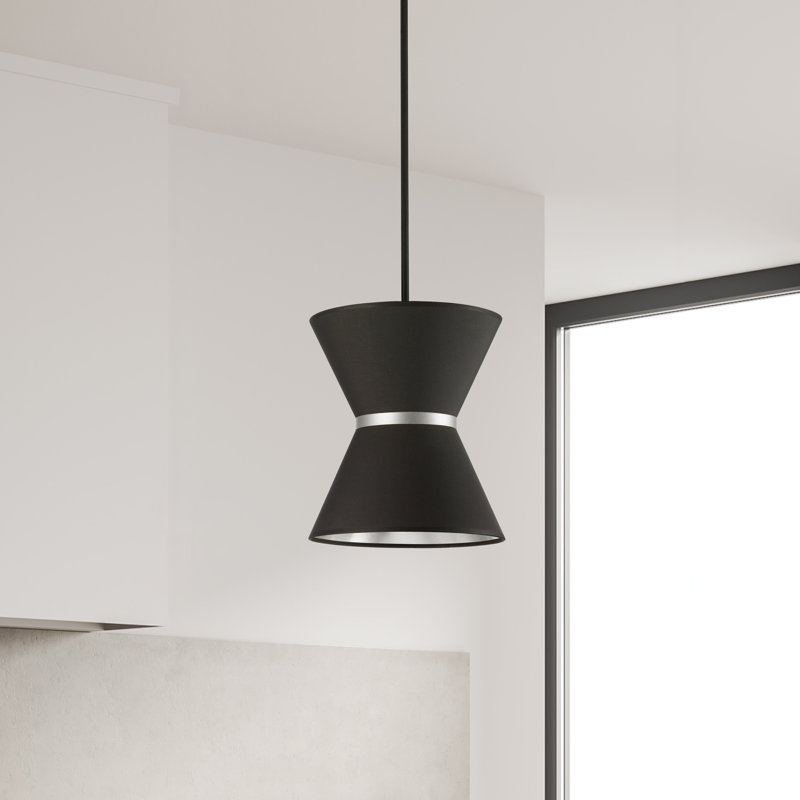 1 - Light Shaded Pendant, Matte Black, Black/Silver