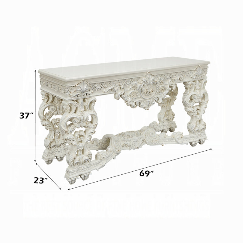 Adara Transitional Antique White Sofa Table