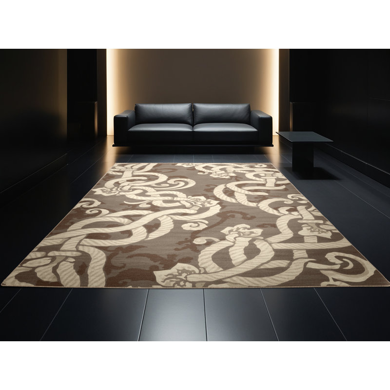 Machine Washable Paizlea Ornate Traditional Vintage Look Rug in Beige – Beige Binding, 4' Round