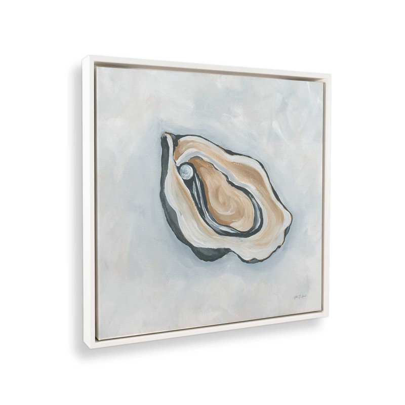 Impression sur toile «Oyster With Pearl I» par Yvette St. Amant, H 12 po x l 12 po, Cadre flottant, Blanc