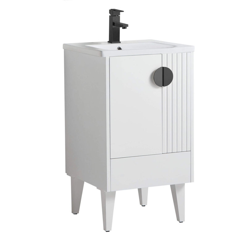 Ensemble de meuble-lavabo simple 20 po Saimah, Noir, Blanc mat