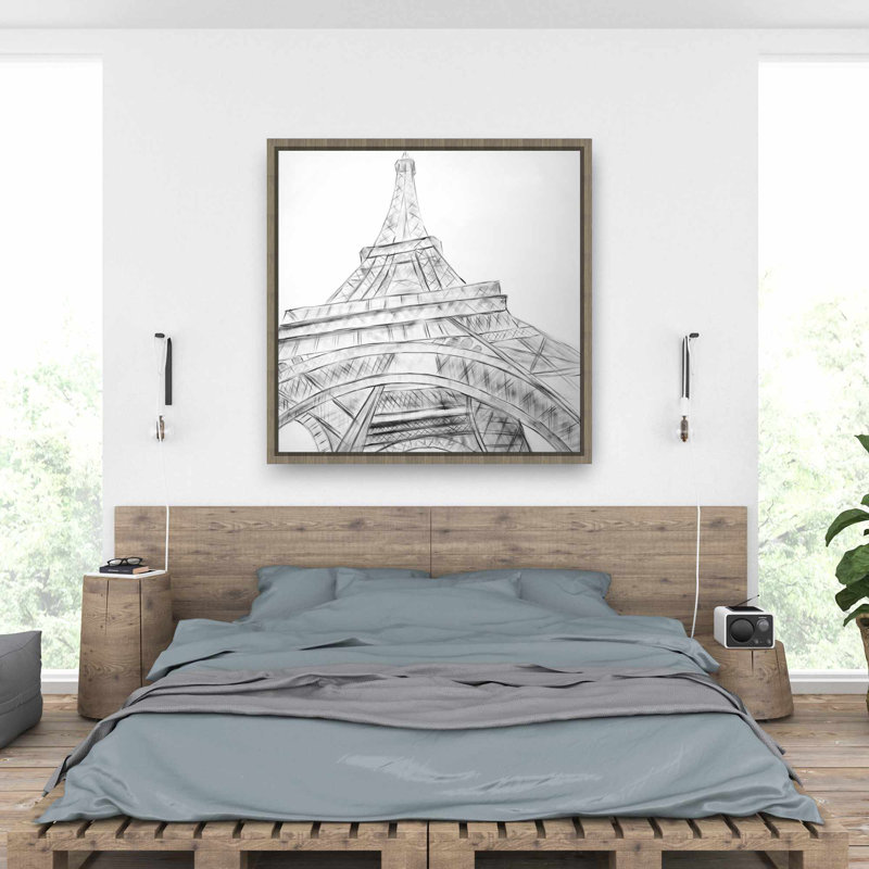 Croquis de la Tour Eiffel en noir et blanc | Art sur toile monochrome