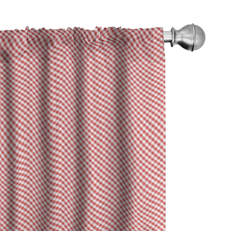 Checkered Semi-Sheer Rod Pocket Sliding Panel, 28" x 63", Red