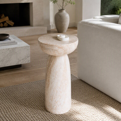 Table d'appoint en forme de champignon en grain de pierre, table de bout de patio autoportante imperméable de 13 po, décoration décorative pour canapé de couloir de balcon